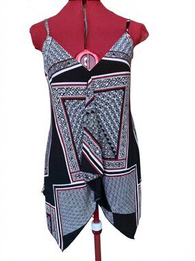 CANDY COUTURE -  Geometric Asymmetrical Handkerchief Hem Cami Top – Size Large